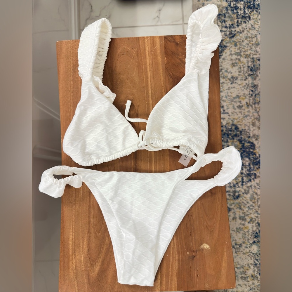White bikini with ruffles